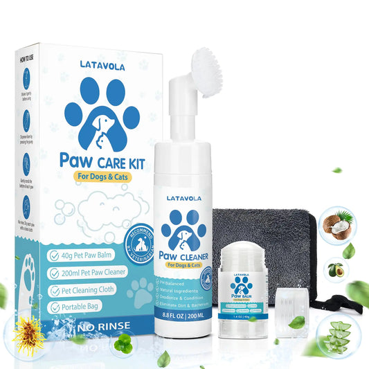 Dog Paw Cleaner Care Kit - Paw Cleaner for Dogs & Cats Small Large Medium Breed - Dog Paw Pad Balm Heals Dry Paws and Nose Dog Paw Foot Washer Grooming Supplies Spa Kit for Pet Care